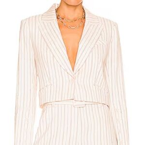 Veronica Beard Cream Striped Blazer
